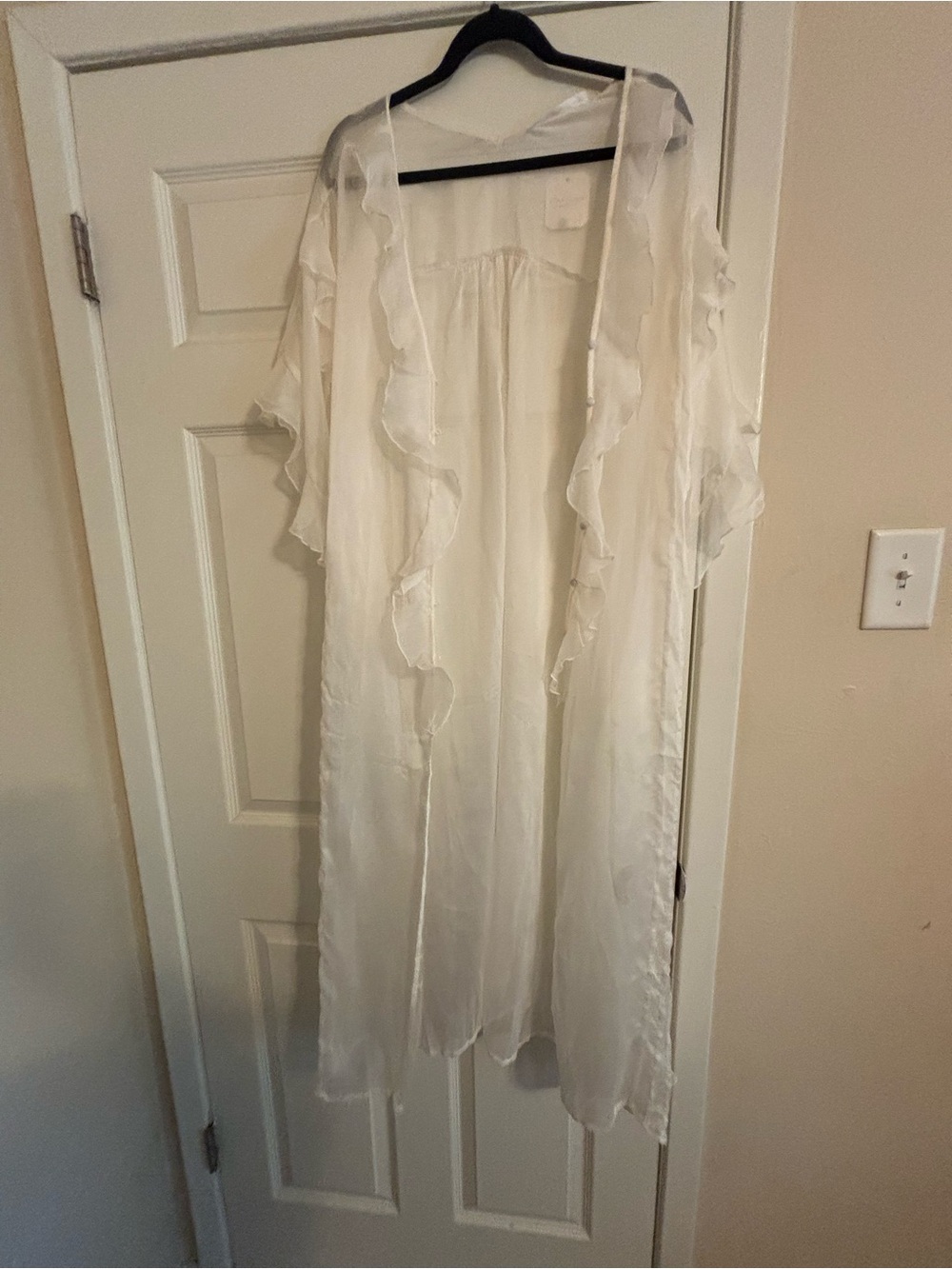 Altard State Sheer Ruffled Long Duster Kimono - Ivory
